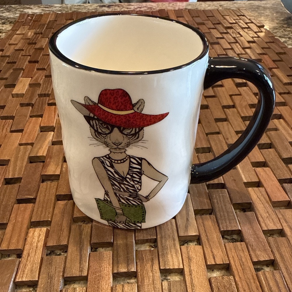 Signature Stoneware Sexy Hipster CAT Coffee Cup Mug Printed On Two Sides